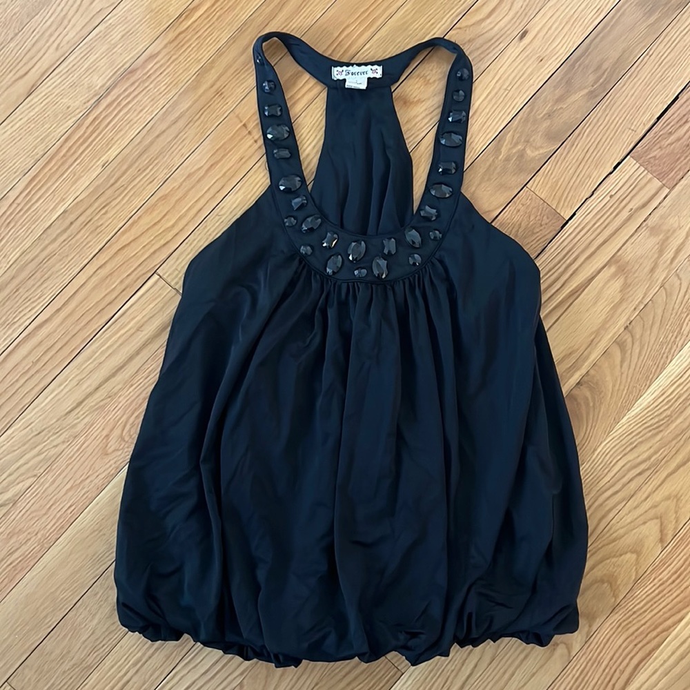 Gorgeous Forever 21 Racerback Sleeveless Top with Rhinestone Detail, Sz. L